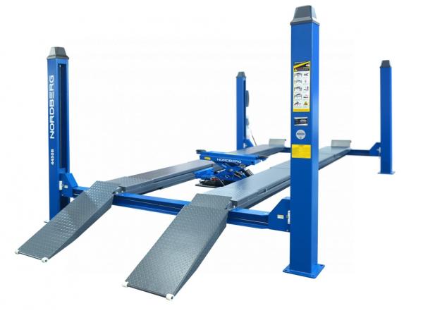 Подъемник четырехстоечный 5 т, с ручной траверсой 2 т N423, для сход-развала, мех. снятие, синий 4450_MB(M2)