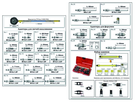 Компрессометр дизель с адаптерами 37 предметов JTC-4302